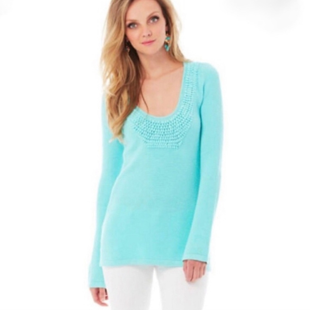 Lilly Pulitzer Aqua Roberta Tunic Sweater size L